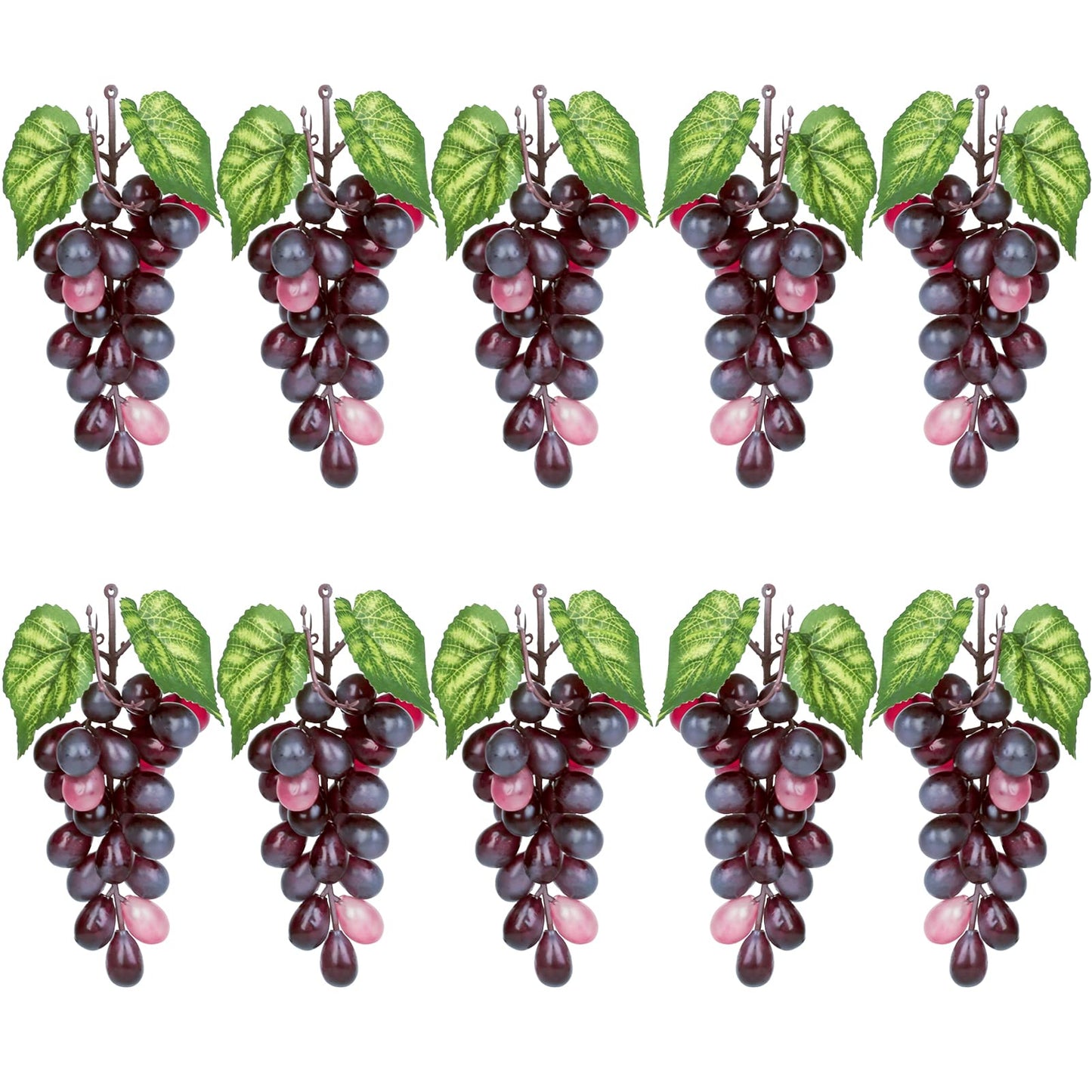 VEOAY Fake Grapes Artificial Fruit Mini Grapes Clusters for Home House Kitchen Party Wedding Decor (10, Purple)
