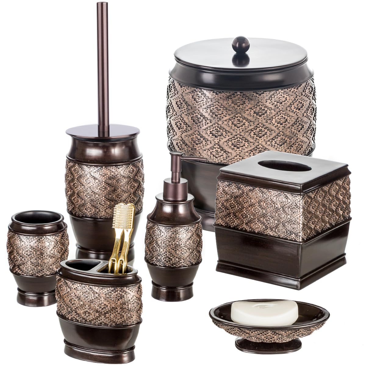 Creative Scents Dublin Brown Hand Soap Dispenser for Bathroom - Decorative 8 Oz. Resin Lotion Dispenser with Durable Matching Pump for Countertop - Modern Liquid Soap Dispenser