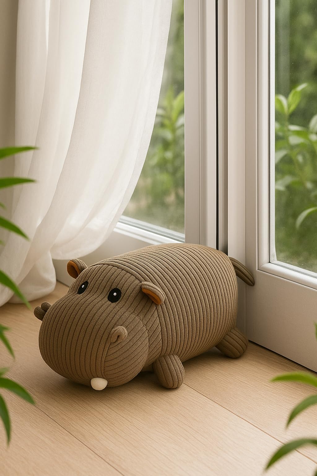 khevga Heavy Door Stopper 3 lbs – Non Slip Fabric Door Stop with Sand Filling – Cute Hippo Door Holder for Floor Protection & Home Décor – Gray