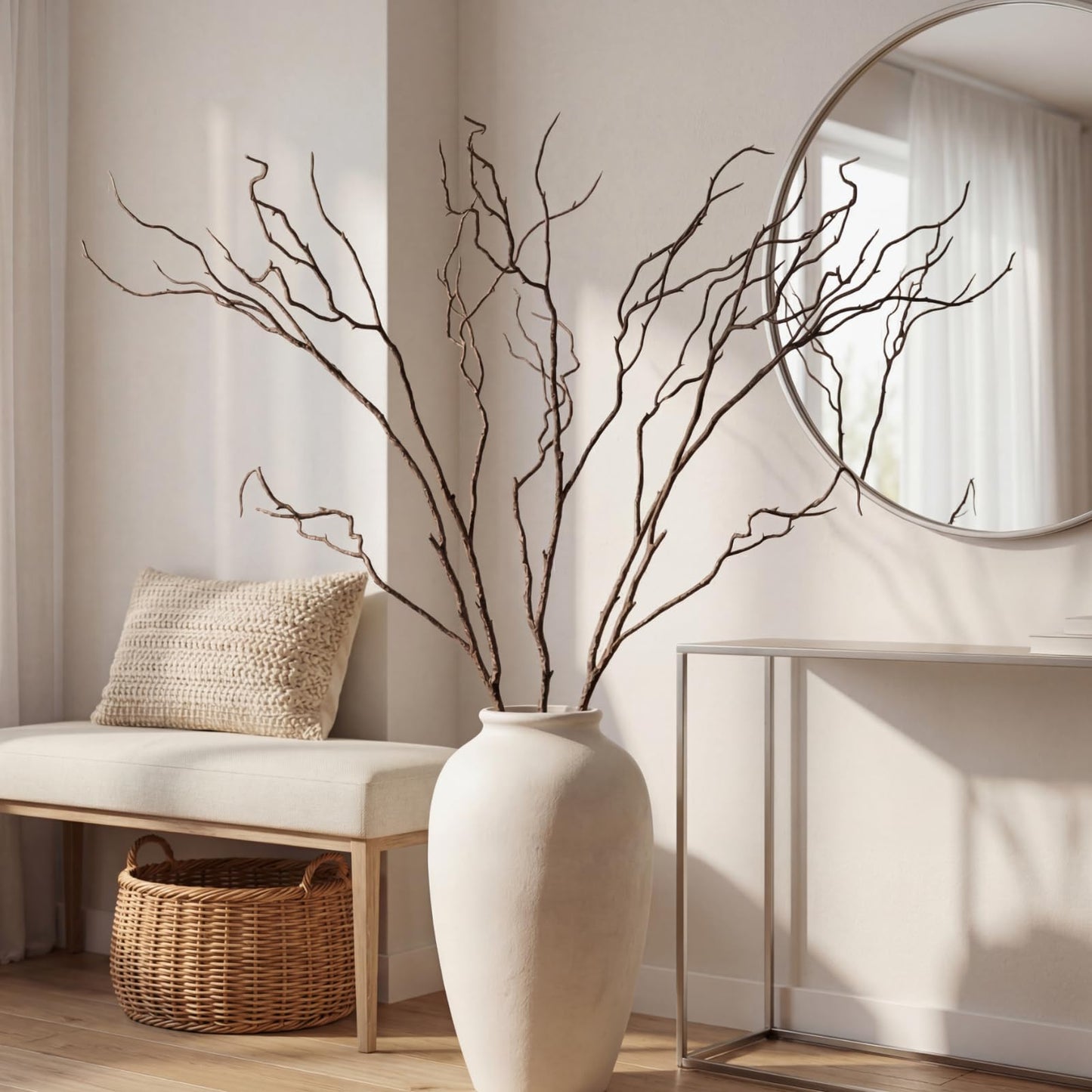 Norme 3 Pcs 65 Inch Lifelike Curly Willow Branches for Vases Artificial Decorative Dried Twigs Tall Plastic Vine Bendable Stick for DIY Plant Crafts Farmhouse Wedding Indoor Home Hotel Decor(Brown)