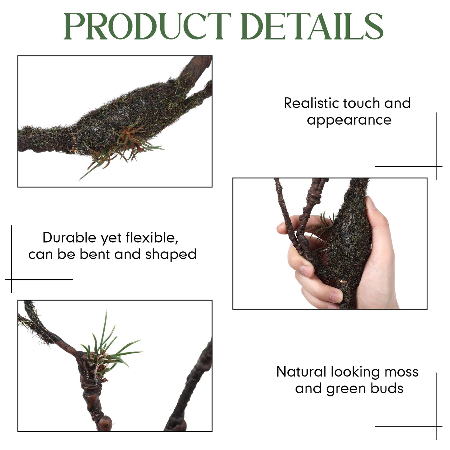 Giegxin 1 Pcs 98in Bendable Artificial Tree Branches for Decoration Fake Tree Twigs Fake Vine Branches Artificial Plants Trunk Greenery Garland for Garden Forest Wedding Home Wall Outdoor Spring