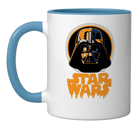 Star Wars Darth Vader Spooky Dripping Logo Halloween Ceramic Mug, Blue/White