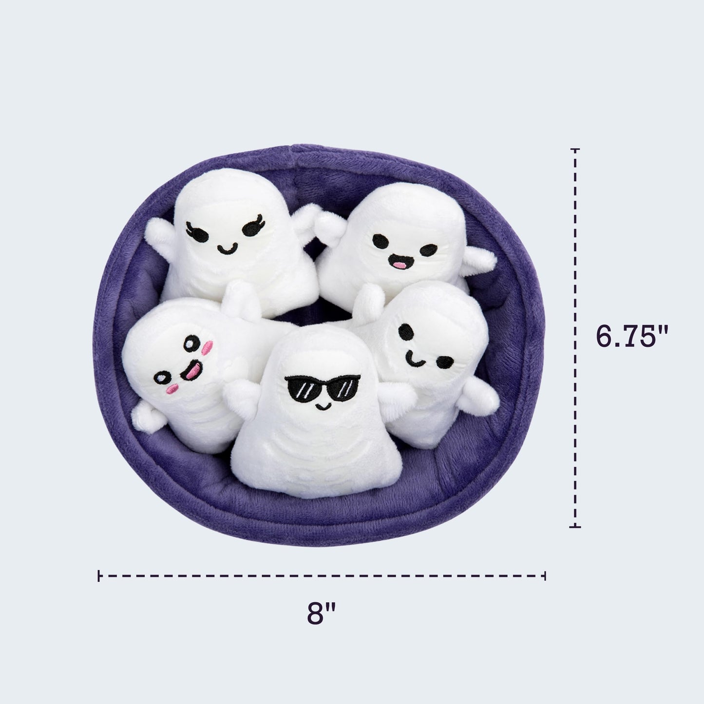 Emotional Support Ghosts by Relatable, Cuddly Plush Collectibles and Cute Stuffed Animals, Spooky Halloween Ghost Plushies and Fun Trick or Treat Toys, Includes 5 Plushies with Carrying Basket
