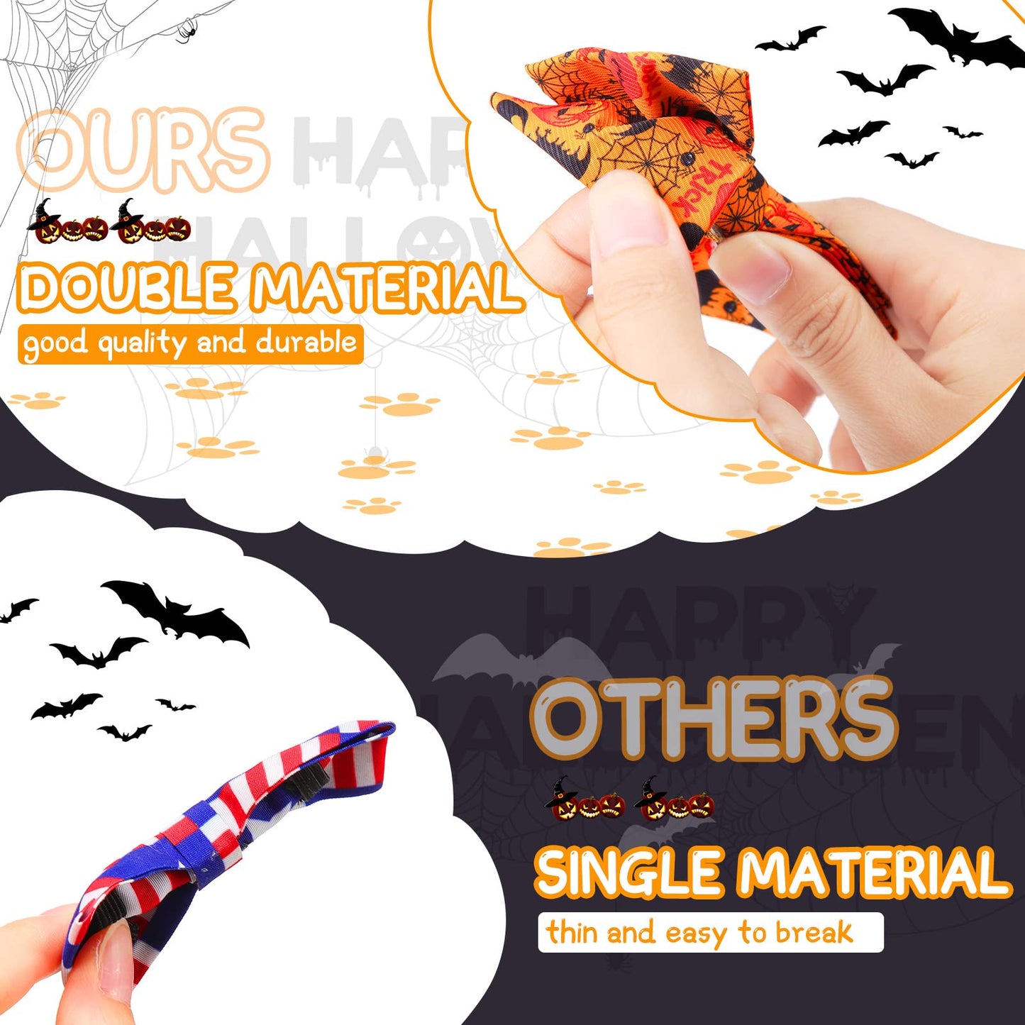 30 Pieces Halloween Fall Dog Bow Ties Slide Dog Collar Bow Ties Dog Collar Attachment with Elastic Bands Halloween Pet Bow Ties Dog Collar Grooming Accessories Holiday Costume Cosplay Pumpkin Ghost