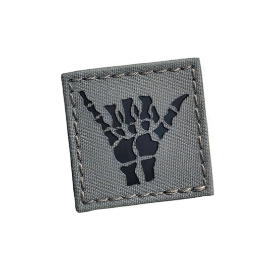Shaka Hang Loose Skeleton Bones Compatible with Velcro, Surfer Funny Morale Laser-Cut Patches for Backpacks, Caps, Plate-Carrier (Ranger Green Solid Black)