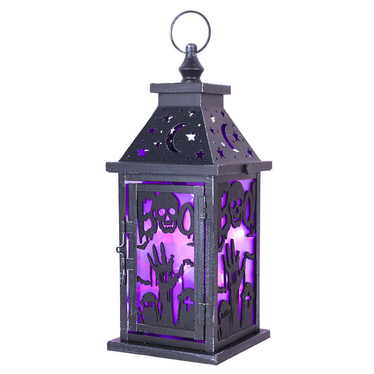 DECORKEY Halloween Decorations Indoor, 14.9" Decorative Graves&Skeleton Hands Lantern with 82" LED Lights(8 Modes; No Battery), Hanging Spooky Halloween Lanterns, Outdoor Home Room Door Party Decor