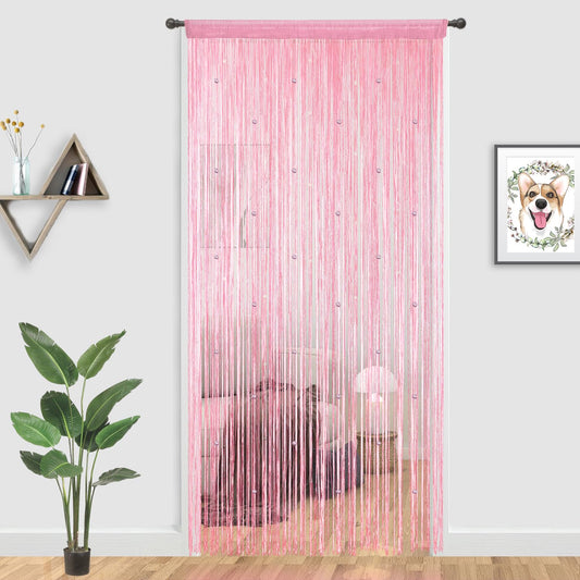 YIIBAII Beaded Curtain Beaded Curtains for Doorways Weave Suitable for Interior Decoration and Partitions Hippy Closet Curtains (Pink, 35"x79")