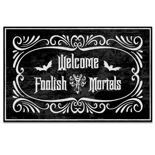 Shelinh Welcome Foolish Mortals Custom Doormats Funny Front Door Mat Cute Welcome Mat Non Slip Indoor18x30 Inch