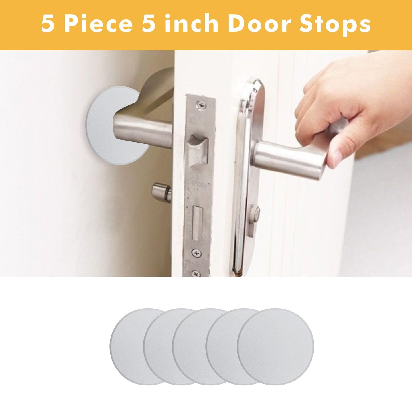 5PCS 5" Door Knob Stoppers Value Pack,Wall Protectors with Strong Adhesive,Wall Protector for Door Handle,Home Wall & Door Handle Stoppers,Guard Door Bumpers Stoppers,Rigid Vinyl Wall Protector