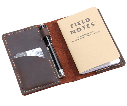 Robrasim Leather Journal Cover for Field Notes, Notebook Cover for Moleskine Cahier, Handmade Vintage Leather Cover for 3.5" x 5.5" Notebooks, Coffee
