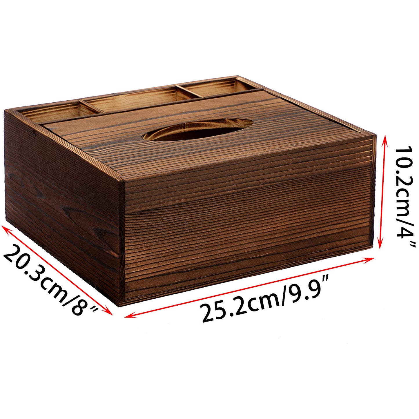 Sumnacon Wood Rectangular Tissue Box Cover - Multifunctional Tissue Holder with Stationery Remote Control Box, Decorative Tissue Pen Remote Organizer for Desktop Livingroom Bedroom Home Office, Yellow