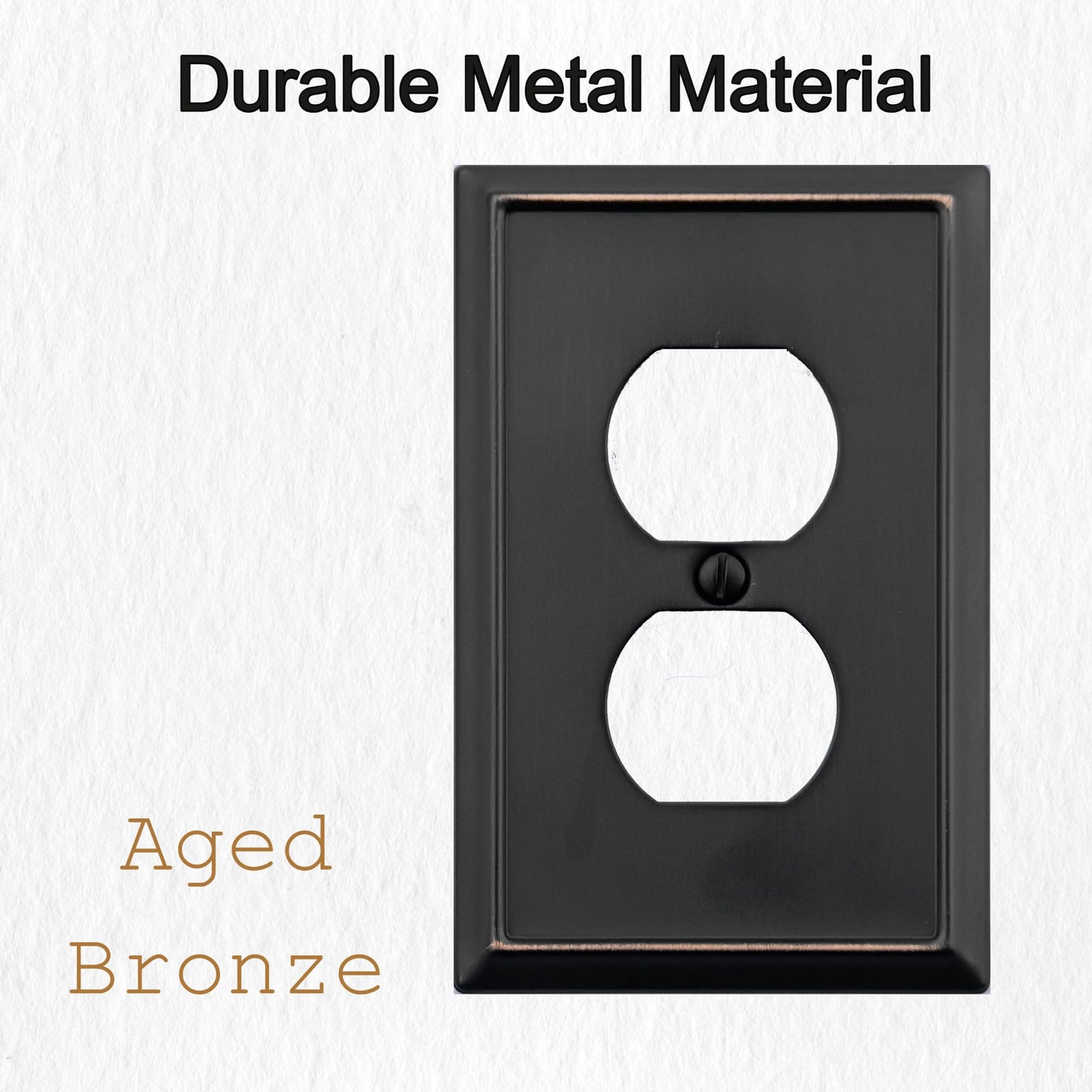 OKAWYC Single Duplex Outlet Light Switch Cover Aria Metal Wall Plate, 4-Pack Aged Bronze 1 Gang, for Receptacle Light Switch, Switch Cover Decorative Wallplate, Durable