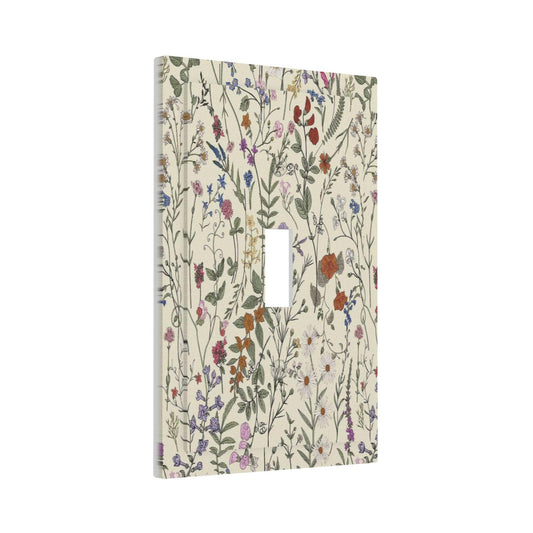 Colorful Flower Colored Floral Botanical Single Toggle Light Switch Cover 1 Gang Wall Plate Botany Nature Leaves Herbs Sage Wildflower Theme Electrical Switch Face Plate Decorative Outlet Covers