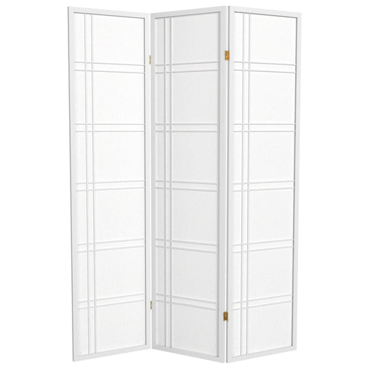 Red Lantern 6 ft. Tall Double Cross Shoji Screen - White - 3 Panels