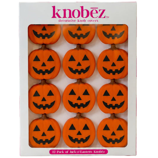 Knobēz 12pk Jack o Lantern Decorative Knob Covers for Halloween Decor