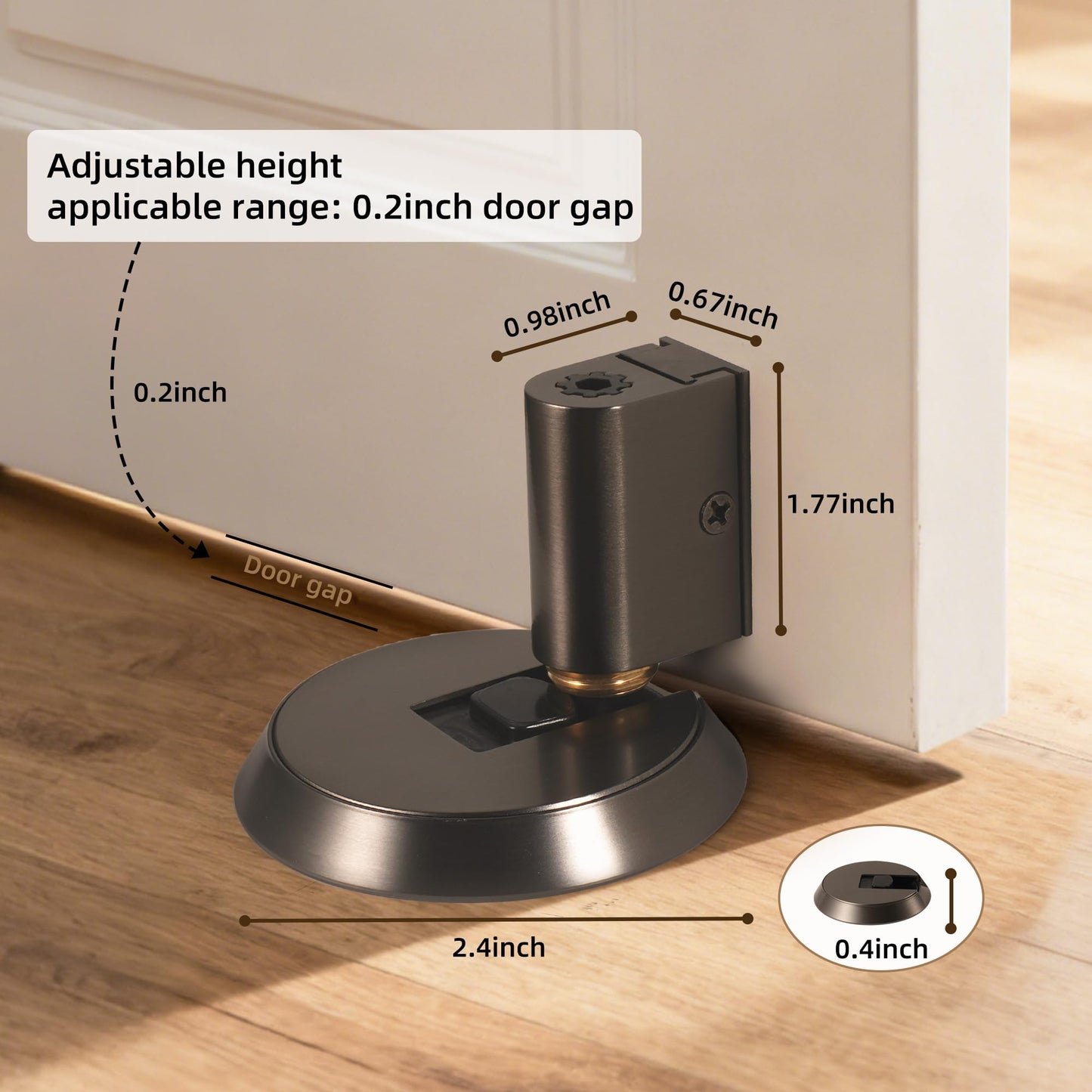 PANALI Windproof Door Stopper, Mechanical PushLock Design No Drill Installation Heavy Duty Door Catch for Wall Protector, Grey
