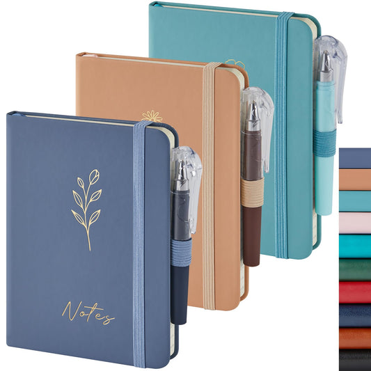 NIRMIRO 3 Pack Small Pocket Journaling Notebooks with Pen, A6 (3.7" x 5.7"), for Women/Men Work Writing Travel Business, School Office Supplies