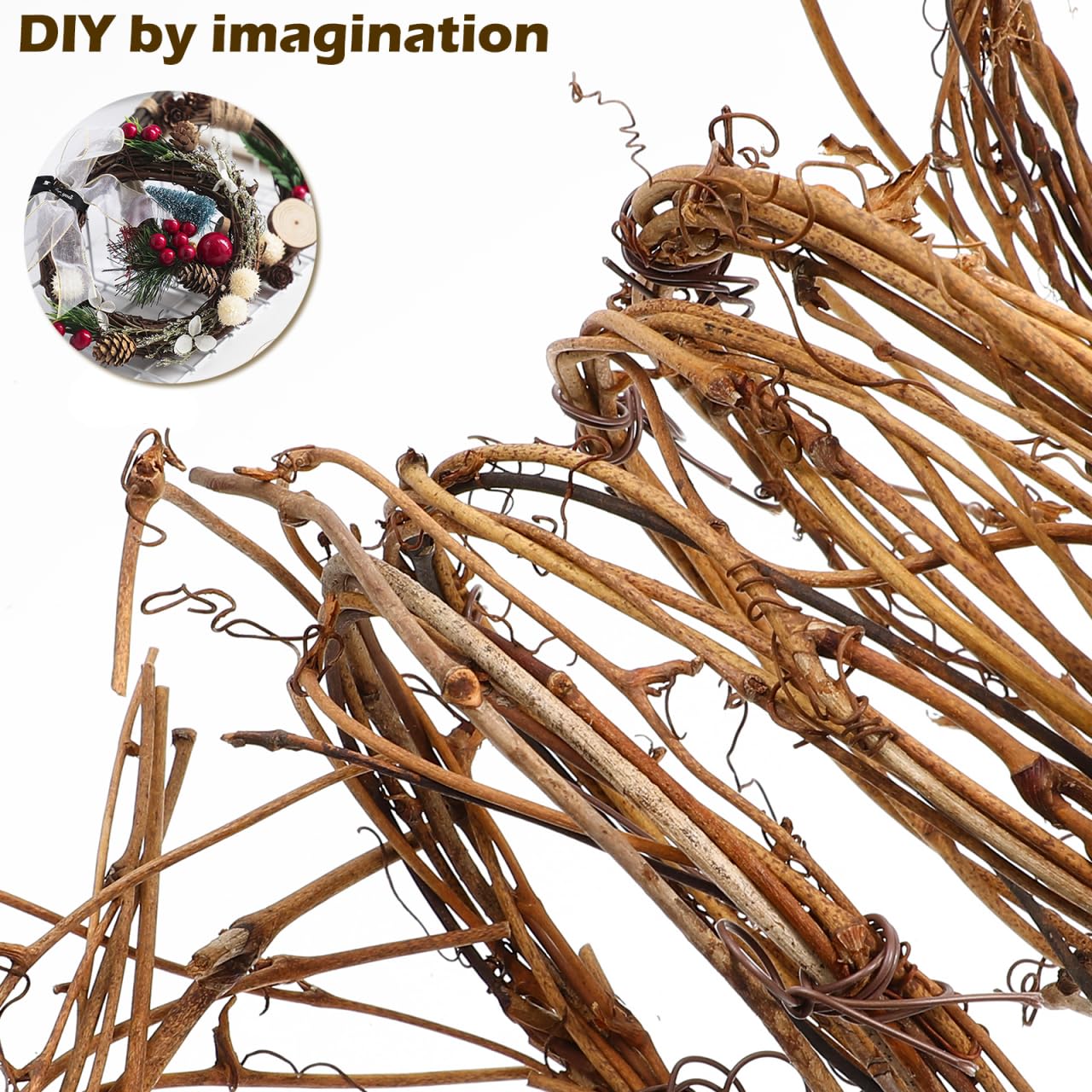 Natural Grapevine Twig Garland, 15ft Rustic Grapevine Wreath Vines for DIY Crafts, Wedding Arch, Farmhouse Wall Decor, Front Door & Garden Garland (15ft)