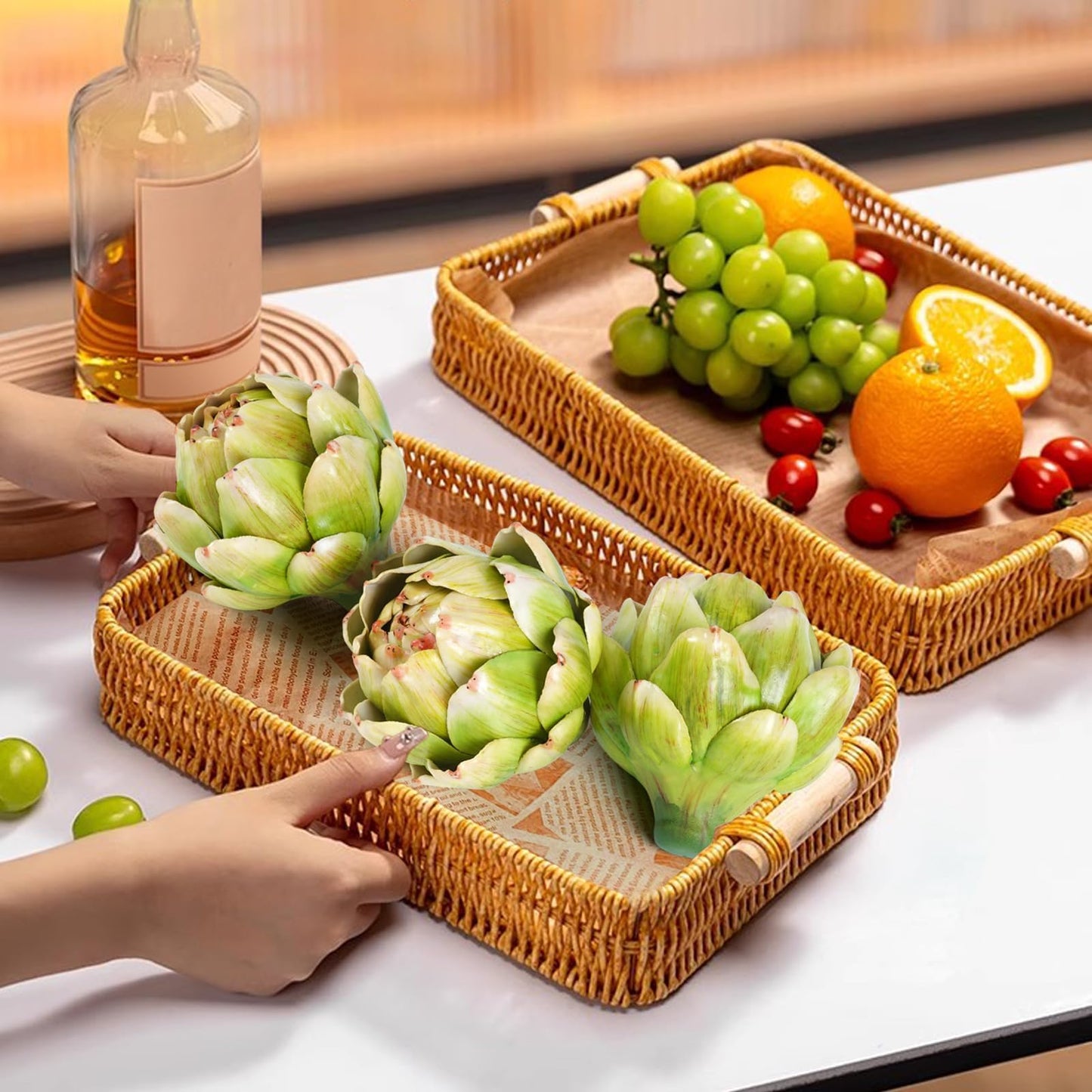 Notakia 6Pcs Green Large Faux Artichokes for Decoration Bowl Fillers Fake Fruit Artificial Artichokes that Look Real Realistic Fake Vegetable Decor for Home Kitchen Table Party Centerpiece