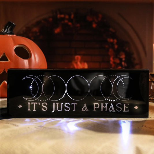 VCUTEKA Halloween Decor, Moon Phase Light Tabletop Decoration, Halloween Glass Box Decor for Indoor Outdoor Gothic Home Table Mantel Fireplace Party Decorations