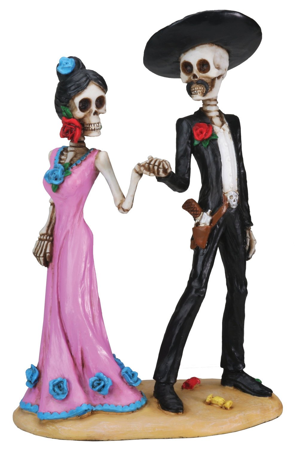 Day of The Dead Skeleton Couple Holding Hands Figurine
