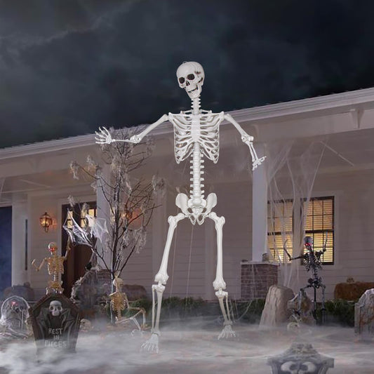 LaLamona 7.9ft Halloween Giant Skeleton, Tall Outdoor Skeleton with Full Body Posable Joints, Scary Plastic Large Skeleton for Halloween Haunted House Spooky Scene Decorations