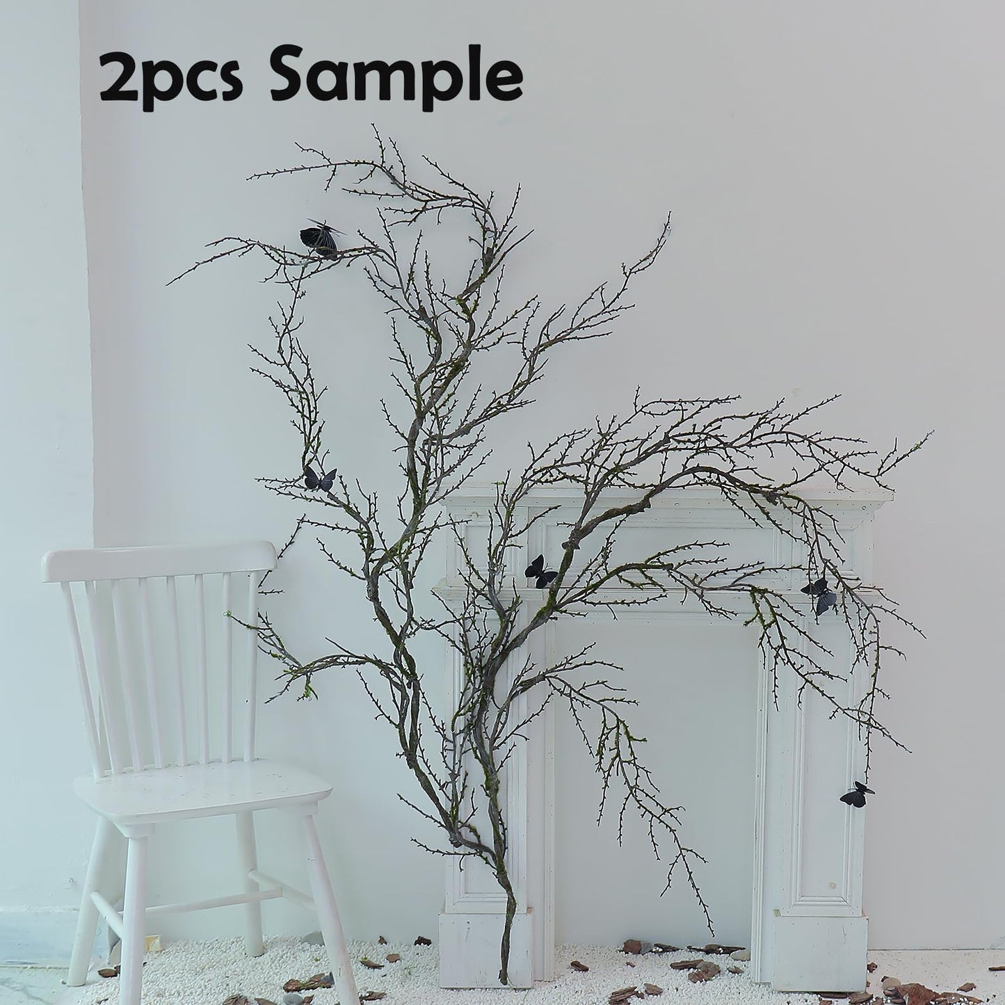 190cm/74.8inch Artificial Creepy Flexible Tree Branches Faux Grape Vines Garland Twigs with Moss Wood Craft for Halloween Door Wall Hanging Haunted Mansion Theme Outdoor Mantel Yules Decoration (2)