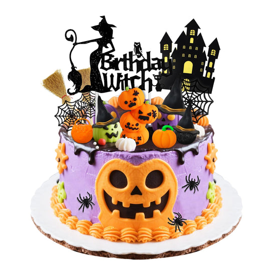 Knana 18Pcs Witch Cake Topper Halloween Cake Toppers Halloween Witch Cake Decorations for Scary Witch Birthday Party Supplies