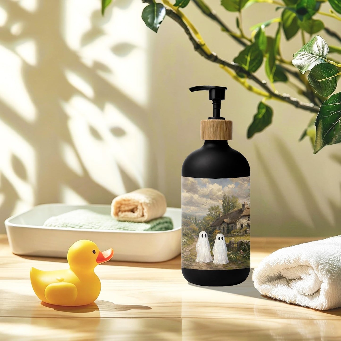 Stelloriellea Rustic Ghost Halloween Glass Soap Dispenser with Pump