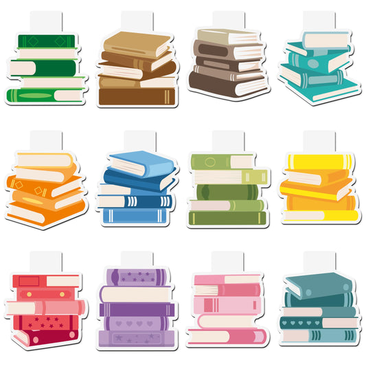 Yopyame Cute Magnetic Bookmarks Bulk - 36PCS Book Tracker Magnetic Bookmarks 12 Bookshelf Design Bookmark for Book Lovers Kids Double Sided Reading Page Markers for Adults Reading Lovers Classroom