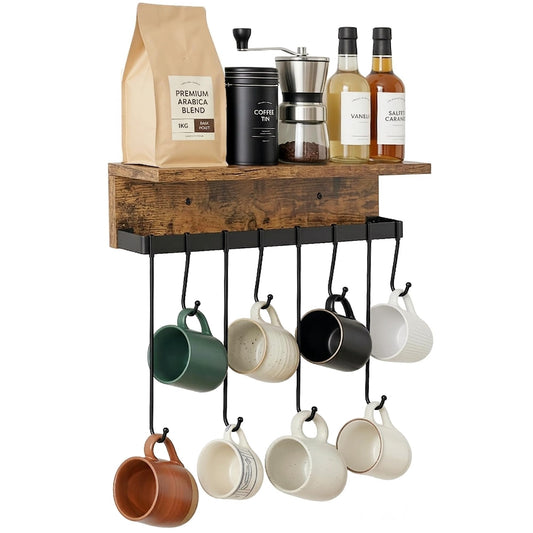 yeavs Wall Mounted Mug Holder with 8 Hooks