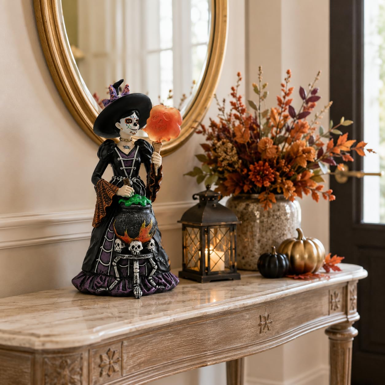 Comfy Hour Fairyland Collection 8", Witch from The Day of The Dead, La Calavera Catrina, Día de Muertos, Halloween Figurine, 4.53" L x 4.1" W x 8.3" H, Polyresin