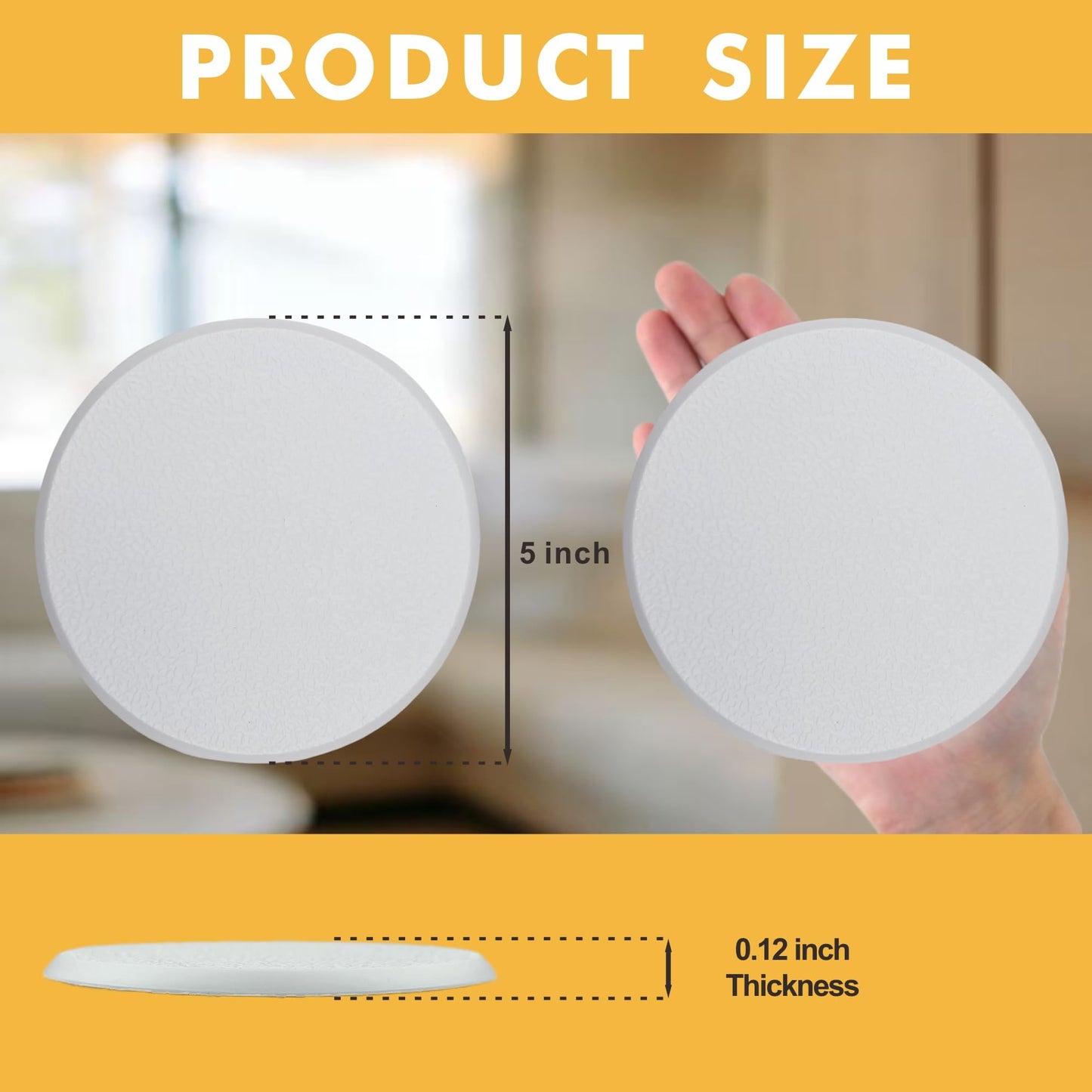 5PCS 5" Door Knob Stoppers Value Pack,Wall Protectors with Strong Adhesive,Wall Protector for Door Handle,Home Wall & Door Handle Stoppers,Guard Door Bumpers Stoppers,Rigid Vinyl Wall Protector