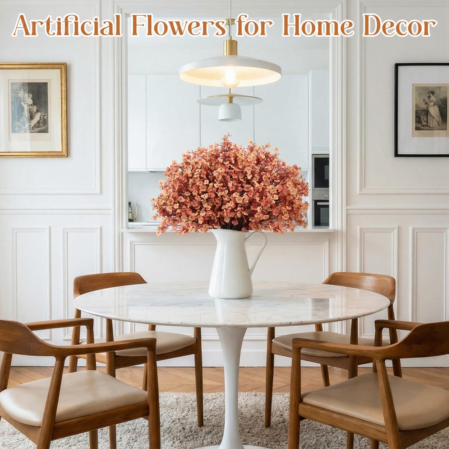 MACTING 24 PCS Babys Breath Artificial Flowers Bulk, UV Resistant Real Touch Gypsophila Faux Silk Flowers for Vase Wedding DIY Home Table Centerpiece Indoor Outdoor Fall Decorations,Light Brown