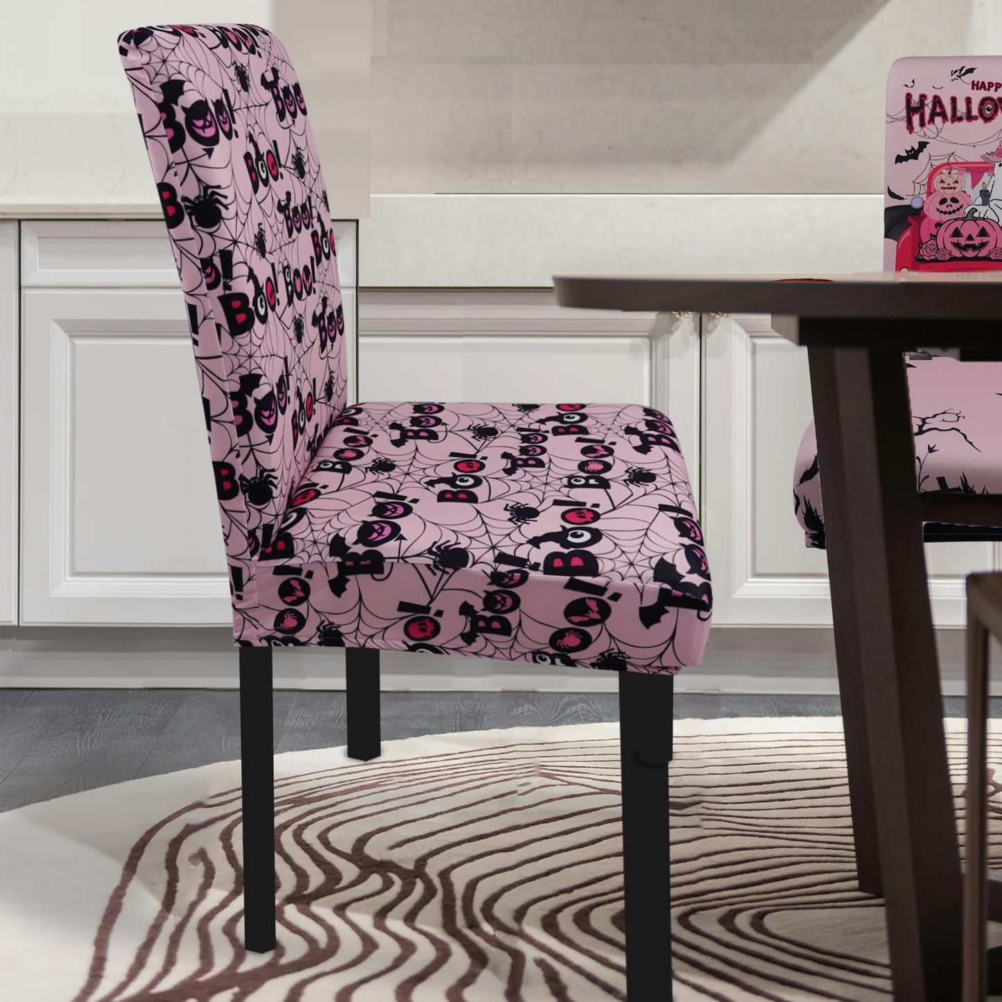 wefrea Halloween Chair Covers Set of 6 Ghost Dining Chair Covers for Party Kitchen Removable Seat Cover for Chairs Halloween Decorations Indoor