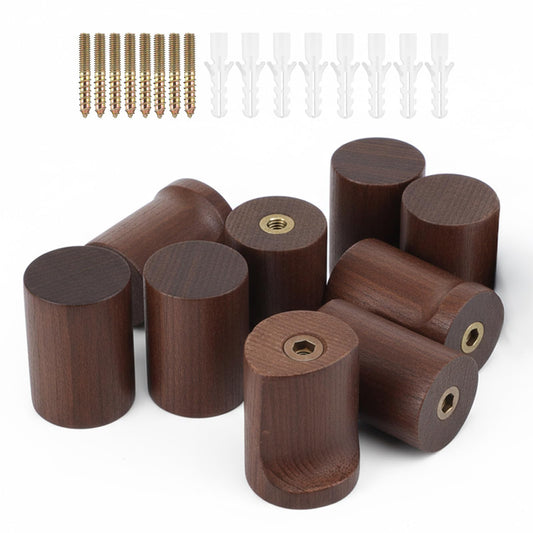 xozeooeu Wood Wall Hooks 8 Pack, Natural Walnut Coat Hooks with Metal Core, Heavy Duty Wall Mounted Hat Hook for Entryway, Bathroom, Bedroom - Rustic Home Decor