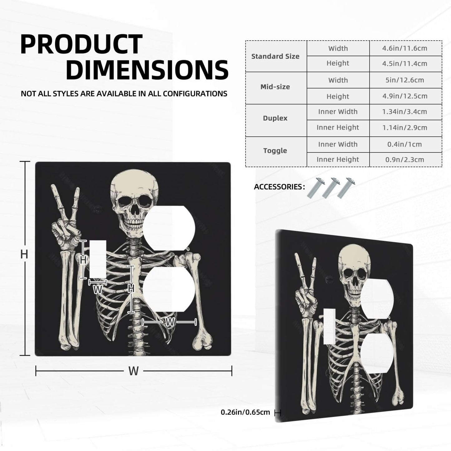 Donecmminery Wallplates Skeleton Skull Boho Hippie Dark Background 1 Toggle 1 Duplex Switch Plate Electrical Gfci Faceplate Decorative Light Switch Covers For Cabin Office Decor