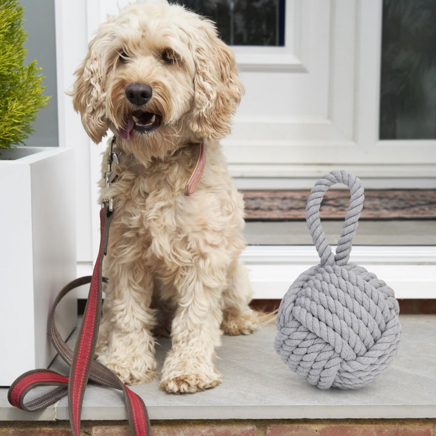 Pomeat Nautical Decorative Door Stopper with Rope Weighted Base - Heavy Duty Door Stop for Home Window Wedge - 6" (Grey)