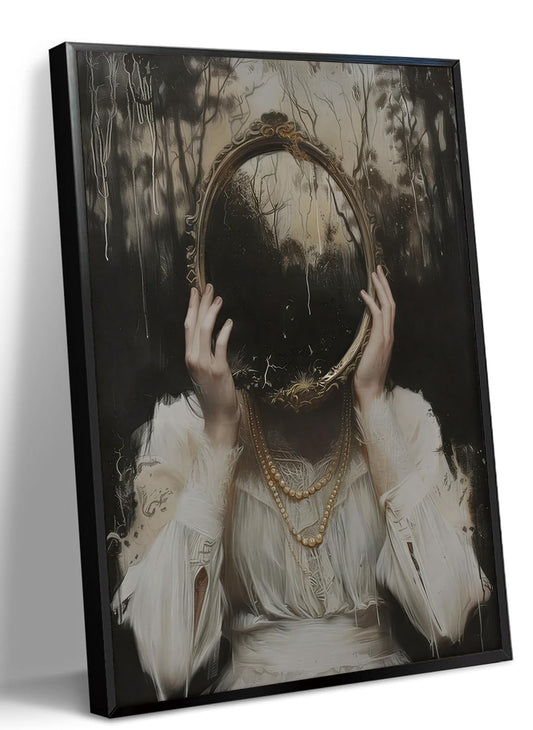WOKAOGO Black Framed Wall Art Witch Wall Art Dark Academia Canvas Art Gothic Pictures Vintage Paintings Victorian Prints Moody Artwork