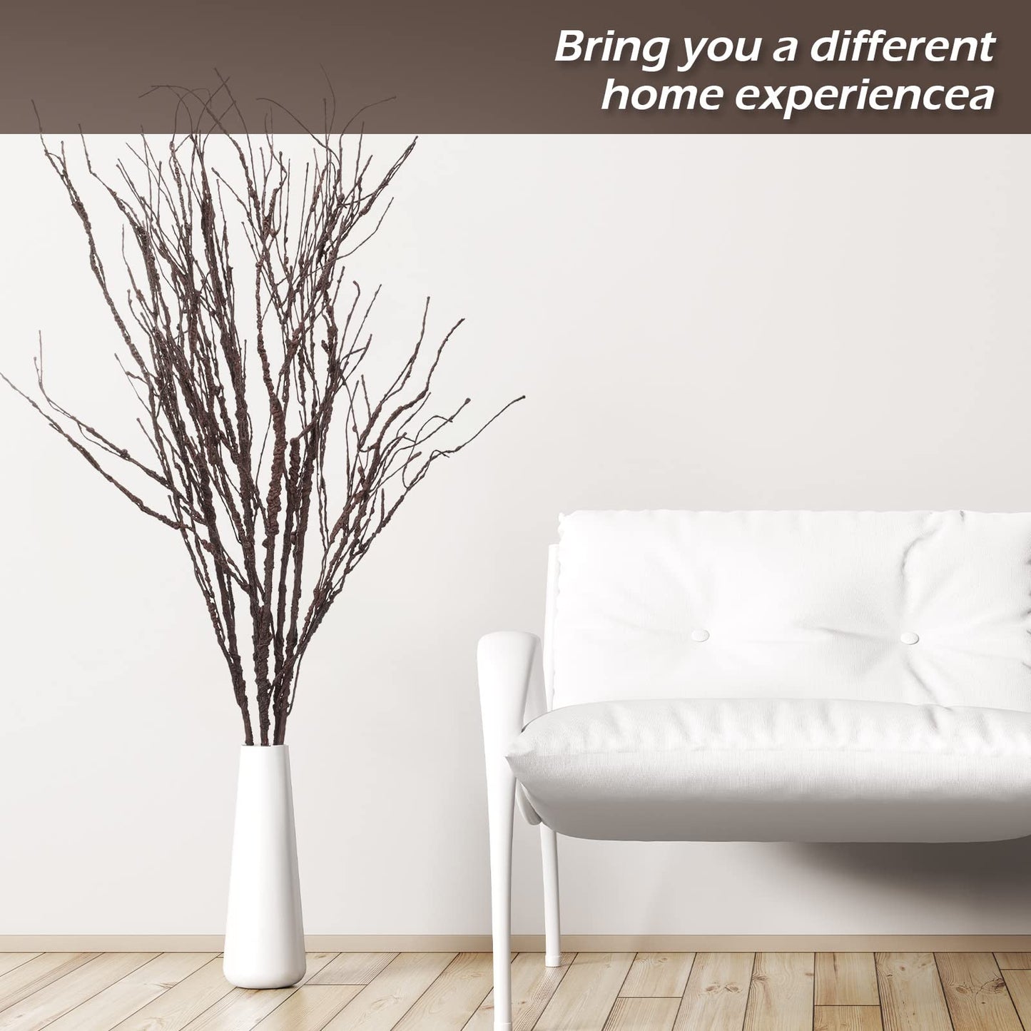 Yunsailing 20 Pcs 35.4'' Tree Branches for Summer Decoration Curly Willow Branches Twigs for Vases Tree Gifts Floral Dried Bendable Artificial Twigs for Decorative Sticks(Dark Brown)