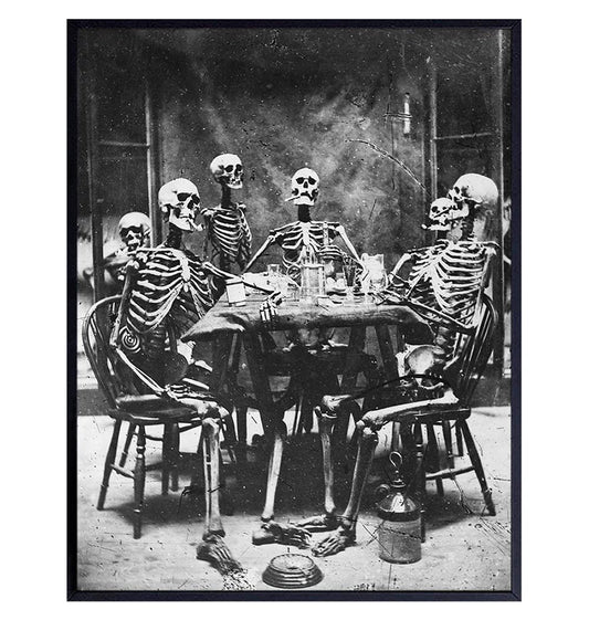 Vintage Skeleton Wall Art LARGE 11x14 - Gothic Home Decor - Pagan Gifts - Creepy Scary Picture - Halloween Decoration - Occult Supplies - Skeleton Decor - Horror Wall Picture - Funny Photo