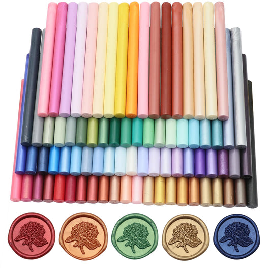 80 Pcs Wax Seal Sticks for Stamp Seals, Andotopee Assorted Color Glue Gun Sealing Wax Sticks for Wedding Invitation Envelope Seal Craft (80 Colors, Mini Size)
