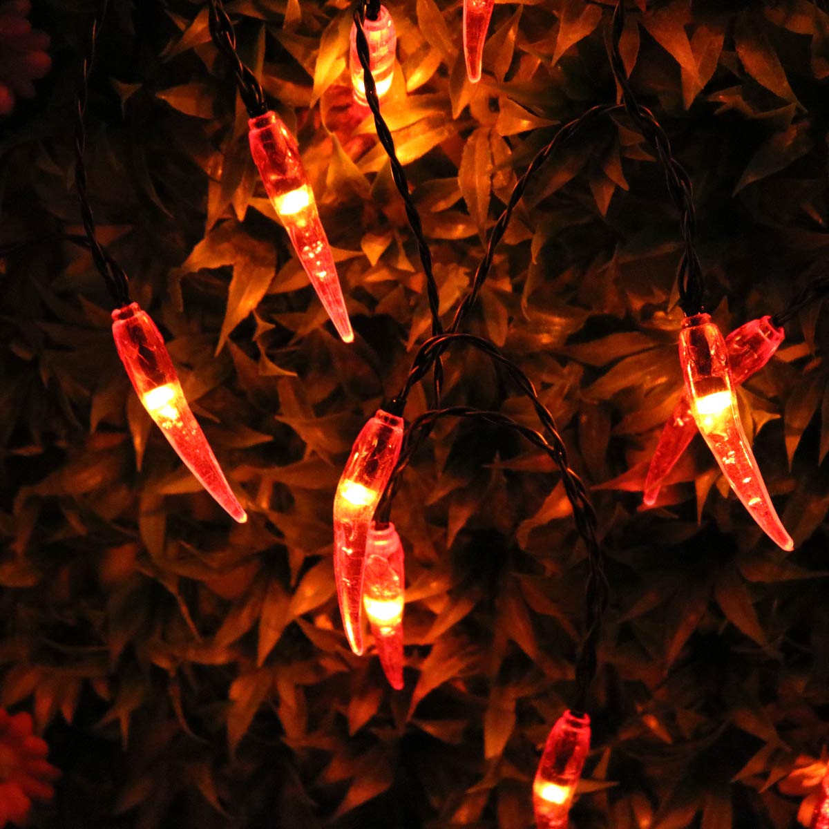 Dreamworth Solar Red Chili String Lights, 30 LED Chili Shape Fairy Solar Operated String Lights for Wedding, Chinese New Year,Spring Festival,Party Decoration,Christmas