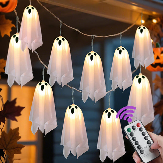 ZornRC 10p Halloween Decorations Outdoor,Ghost Decoration with Remote Control String Lights,Halloweens Party Decoration Indoor Porches Yards Gardens Lawn