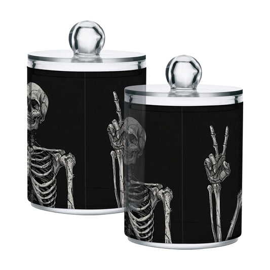Zhirexin Halloween Skull 2PC Airtight Transparent Plastic Storage Jar Food Storage Container Plastic for Food Herbs Tea etc with Storage Lid easy to use and clean With lid Easy To Use