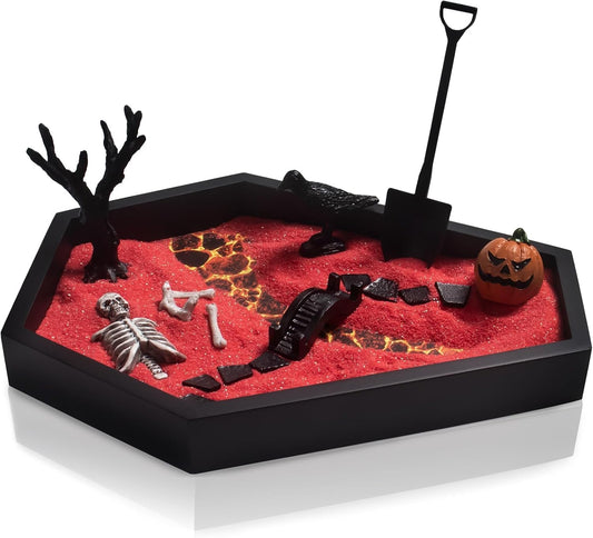 Japanese Zen Garden for Desk - Life Flows 12" x 8" Desktop (Halloween)