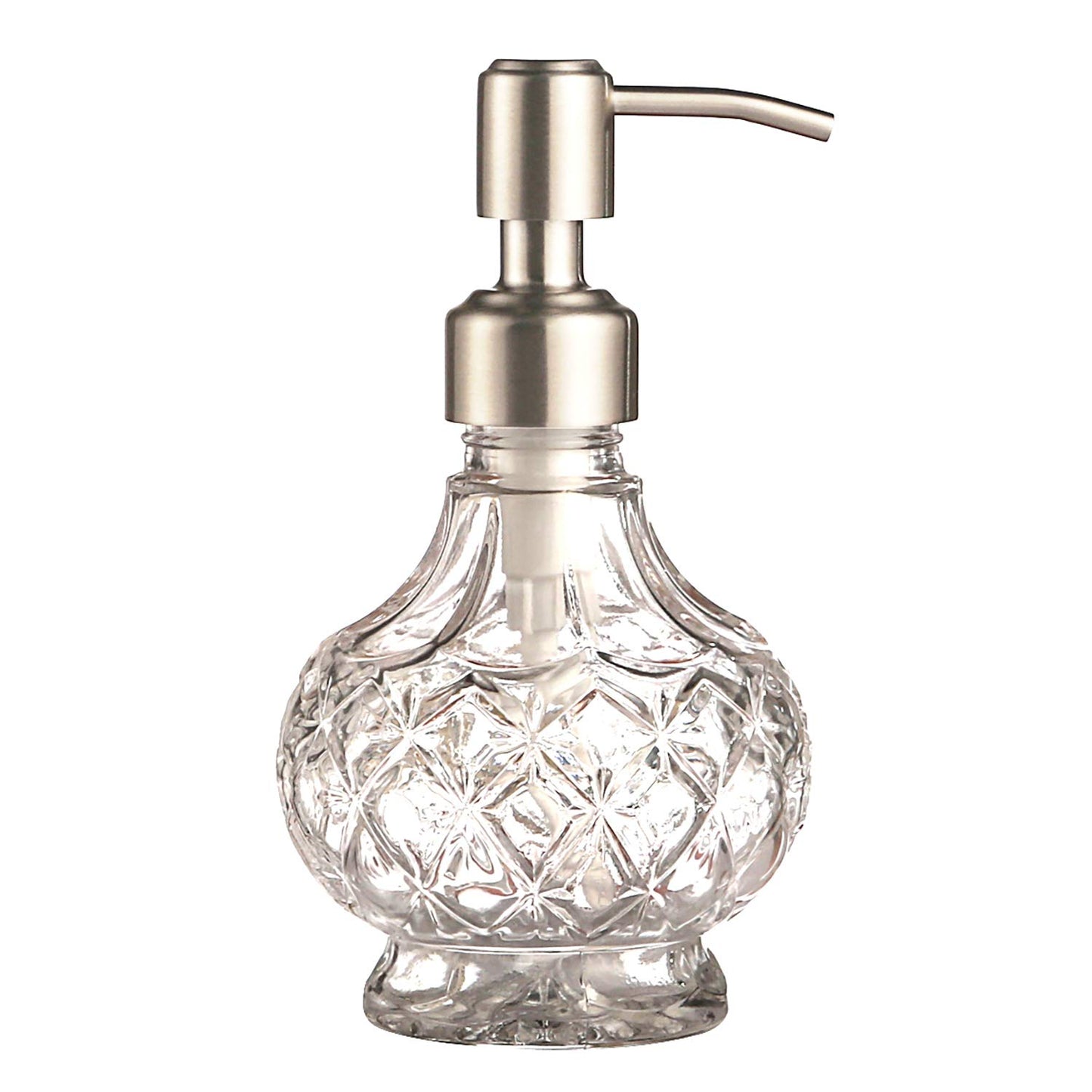 YunNasi Soap Dispenser with Pump, Clear Crystal Design, Vintage and Elegant, Refillable Liquid Hand Soap Dish Soap Dispensers for Bathroom Counter, Kitchen Sink (Style 1)