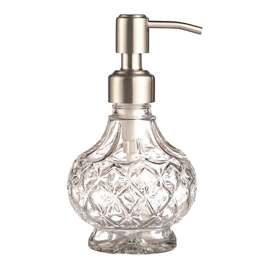 YunNasi Soap Dispenser with Pump, Clear Crystal Design, Vintage and Elegant, Refillable Liquid Hand Soap Dish Soap Dispensers for Bathroom Counter, Kitchen Sink (Style 1)