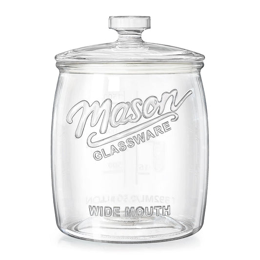 Dwbligt Half Gallon Cookie Jar, Glass Flour Sugar Storage Container for Kitchen Pantry & Laundry Room,Wide Mouth Mason Jar for Sourdough Starter, Candy, Flour, Dog Treats, Coffee - Set of 1