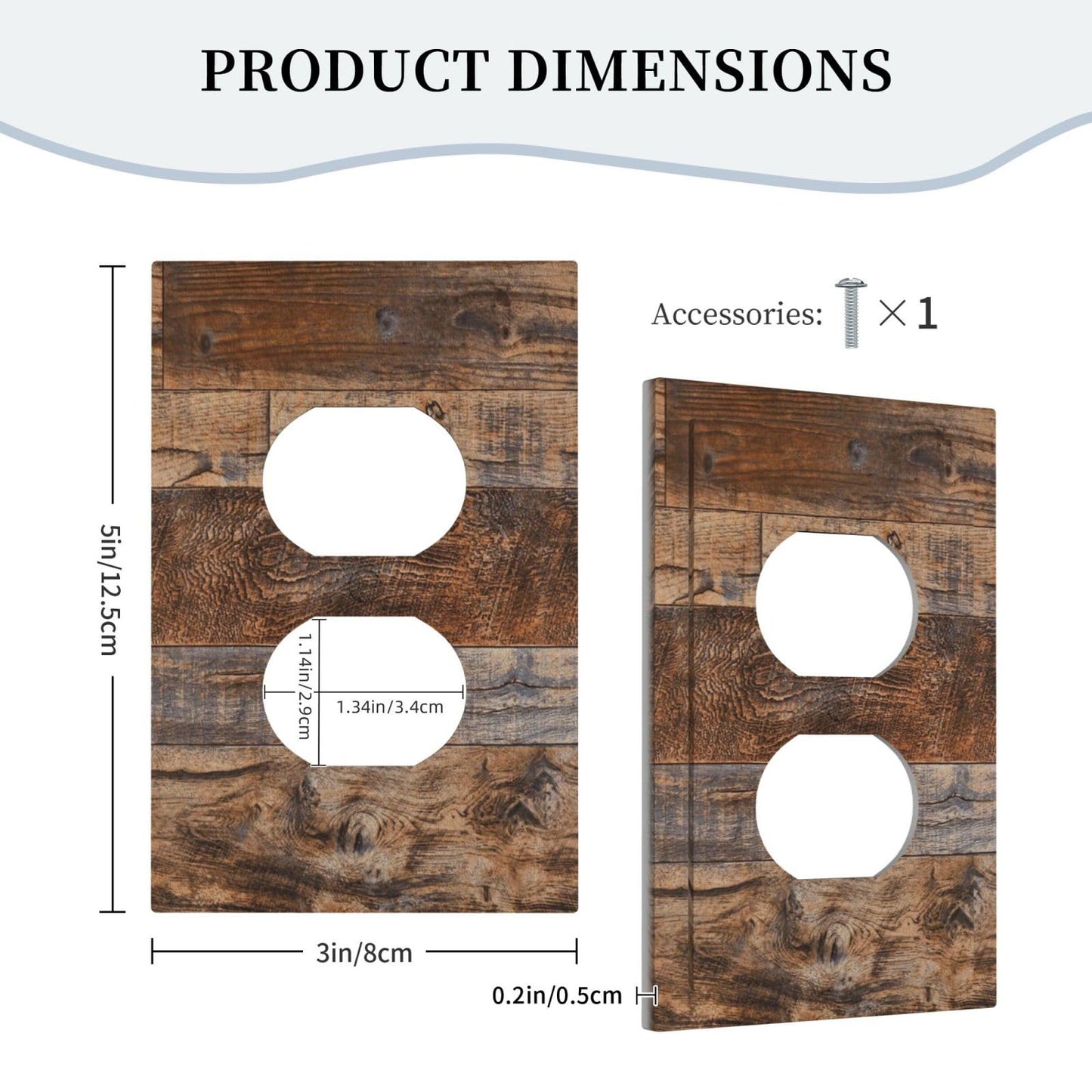 MUZUMU Rustic Reclaimed Wood Duplex Outlet Cover Plate